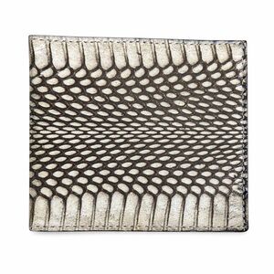 Vintage Snakeskin Leather Wallet / Card Case – Cream & Brown Scale Pattern